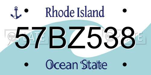 57BZ538 Rhode Island License Plate