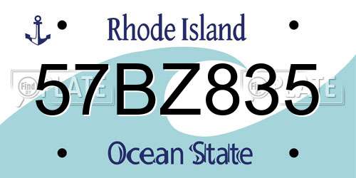 57BZ835 Rhode Island License Plate