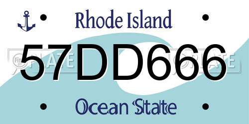 57DD666 Rhode Island License Plate
