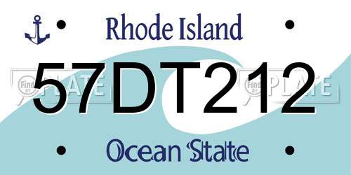 57DT212 Rhode Island License Plate