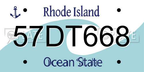 57DT668 Rhode Island License Plate