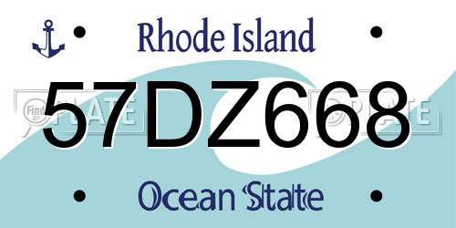 57DZ668 Rhode Island License Plate