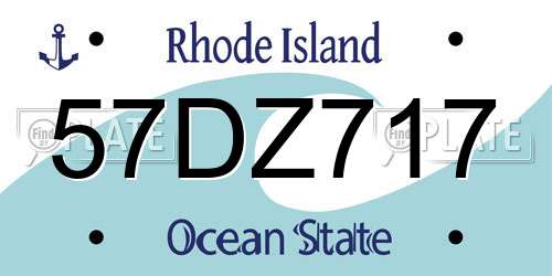 57DZ717 Rhode Island License Plate