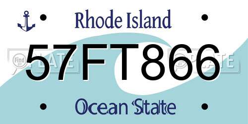 57FT866 Rhode Island License Plate