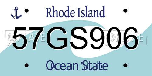 57GS906 Rhode Island License Plate