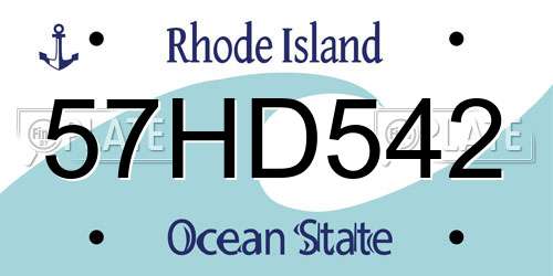 57HD542 Rhode Island License Plate