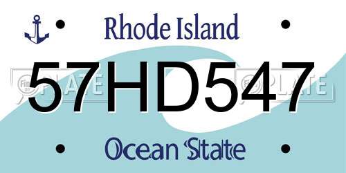 57HD547 Rhode Island License Plate