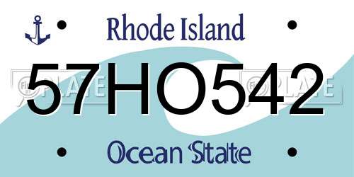 57HO542 Rhode Island License Plate