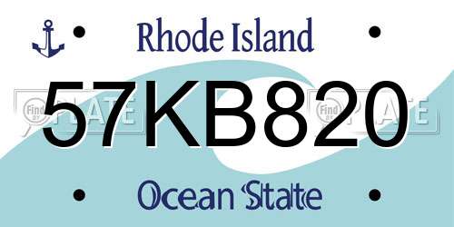 57KB820 Rhode Island License Plate