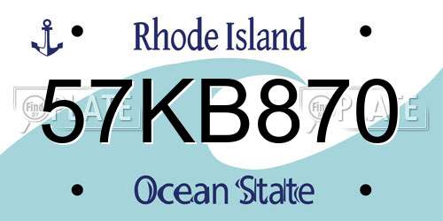 57KB870 Rhode Island License Plate