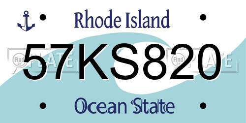 57KS820 Rhode Island License Plate