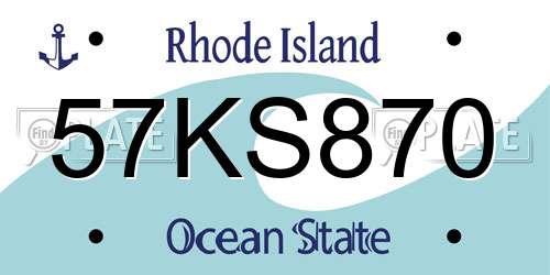 57KS870 Rhode Island License Plate