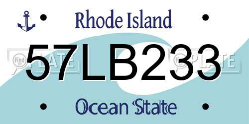 57LB233 Rhode Island License Plate