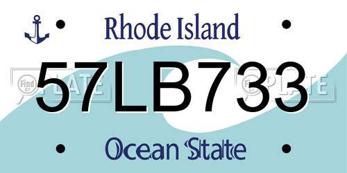 57LB733 Rhode Island License Plate