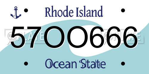 57OO666 Rhode Island License Plate