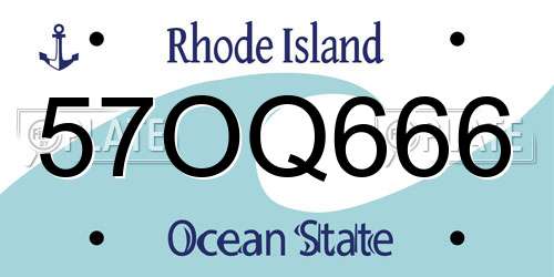57OQ666 Rhode Island License Plate