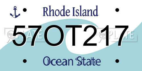 57OT217 Rhode Island License Plate