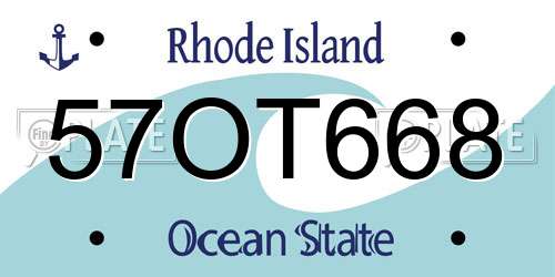 57OT668 Rhode Island License Plate