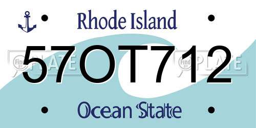 57OT712 Rhode Island License Plate