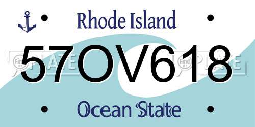 57OV618 Rhode Island License Plate