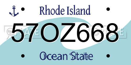 57OZ668 Rhode Island License Plate