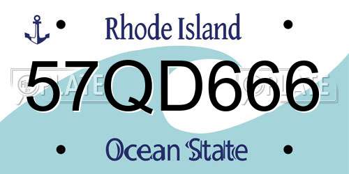 57QD666 Rhode Island License Plate