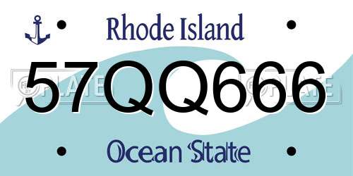 57QQ666 Rhode Island License Plate