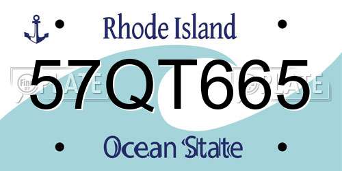 57QT665 Rhode Island License Plate