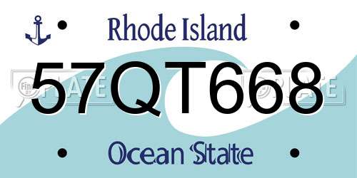 57QT668 Rhode Island License Plate