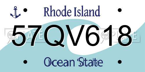 57QV618 Rhode Island License Plate