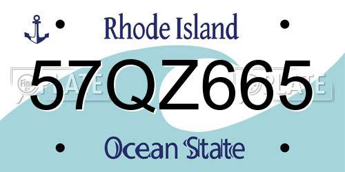 57QZ665 Rhode Island License Plate