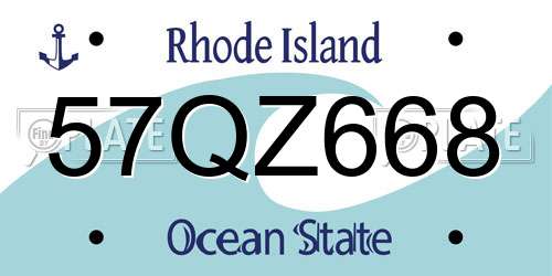 57QZ668 Rhode Island License Plate