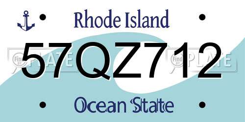 57QZ712 Rhode Island License Plate