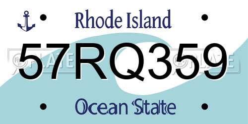 57RQ359 Rhode Island License Plate