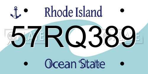 57RQ389 Rhode Island License Plate