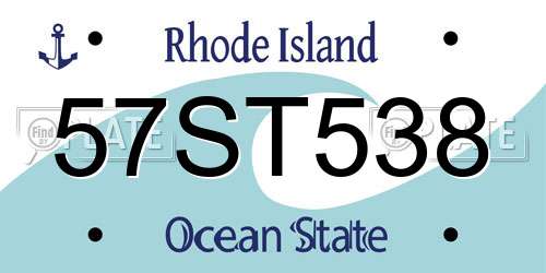 57ST538 Rhode Island License Plate