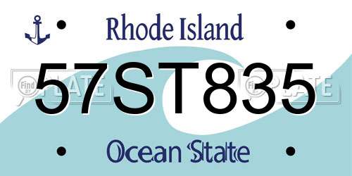 57ST835 Rhode Island License Plate