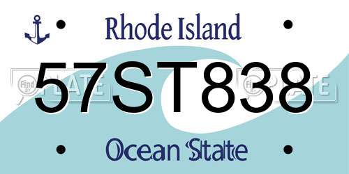 57ST838 Rhode Island License Plate