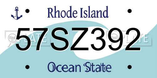 57SZ392 Rhode Island License Plate