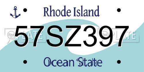 57SZ397 Rhode Island License Plate