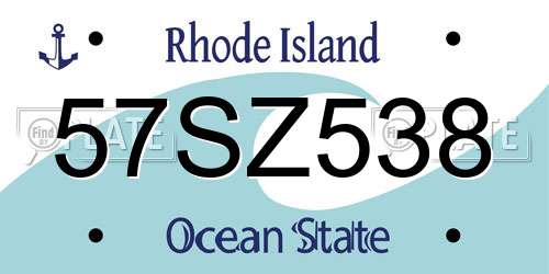 57SZ538 Rhode Island License Plate