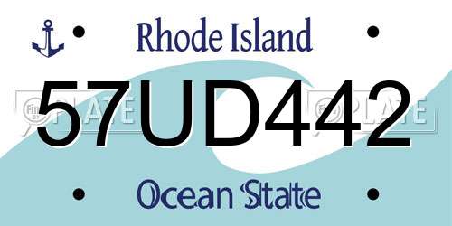 57UD442 Rhode Island License Plate