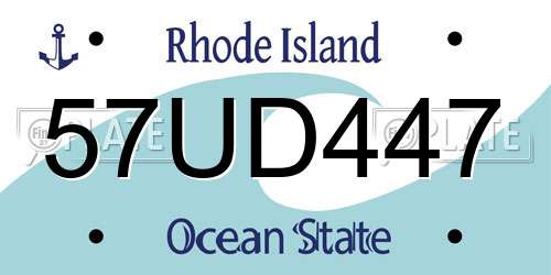 57UD447 Rhode Island License Plate