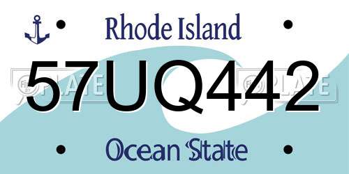 57UQ442 Rhode Island License Plate