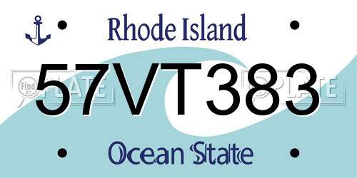 57VT383 Rhode Island License Plate