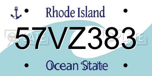 57VZ383 Rhode Island License Plate