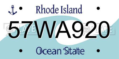 57WA920 Rhode Island License Plate