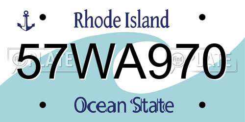 57WA970 Rhode Island License Plate