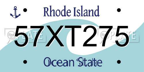 57XT275 Rhode Island License Plate