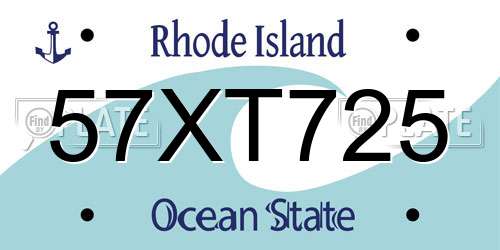 57XT725 Rhode Island License Plate